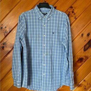 Chaps Blue and White Checkered Button Down Shirt